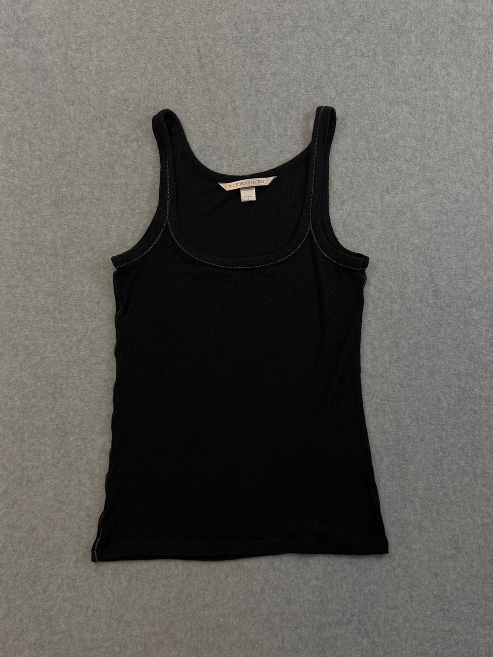 Victoria's Secret Black Round Neck Ribbed Tank Top Size Small